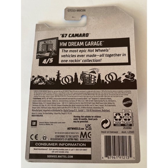 Hot Wheels 2021 Gold '67 Camaro 110/250 HW Dream Garage 4/5 - Picture 5 of 6